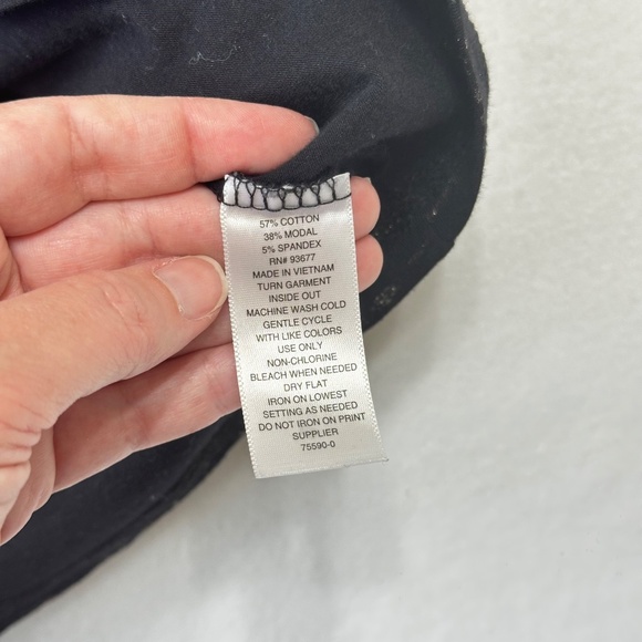 ANA A New Approach Women’s Black Long Sleeve Gold Metallic Stripe T-Shirt Size M - Picture 5 of 6